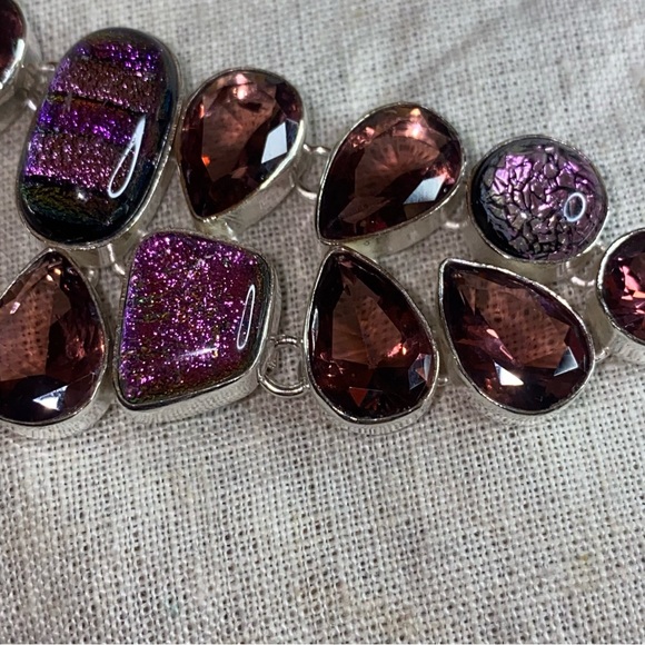 Sold ❤️ Magestic Dichroic gemstone cluster statement bracelet - Picture 5 of 14